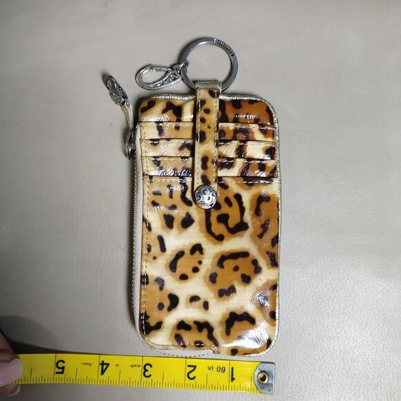 Brighton Wallet Leopard Print Glossy Keychain Zip Card Slots Animal Print - Picture 4 of 9